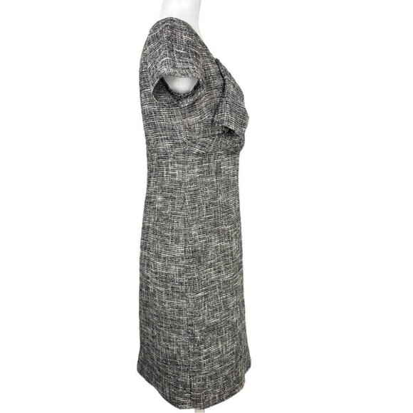 Valentino Red‎ Women's Black White V-Neck Luxury Tweed Designer Dress IT 44/C36 - Picture 4 of 15